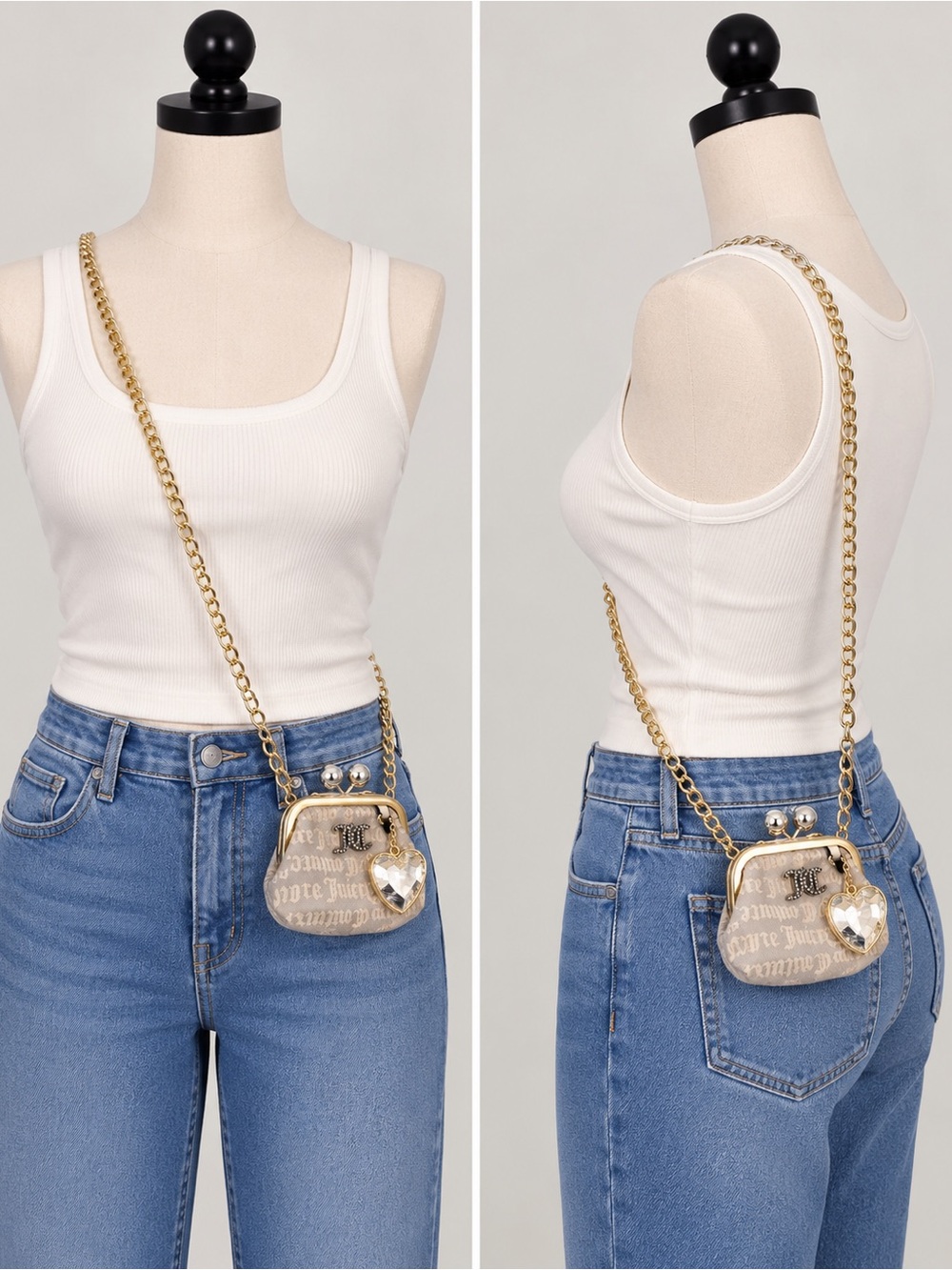 Juicy Couture Metallic Gold Mini Crossbody with Heart Charm - NWT